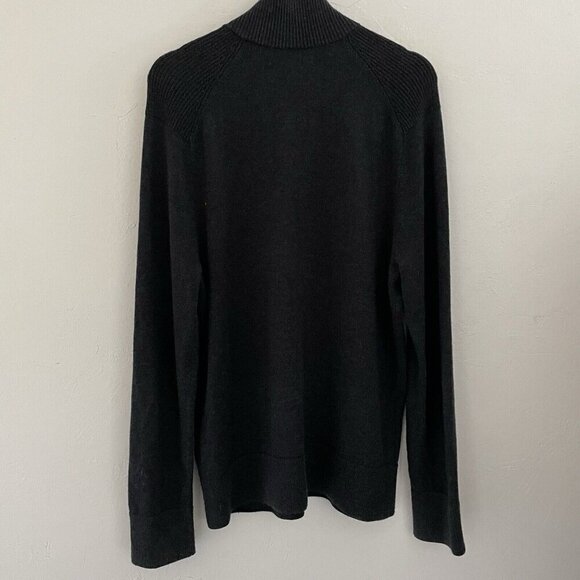 Banana Republic Size M Gray Cotton Silk Quarter Snap Mock Neck Pullover Sweater - Picture 2 of 10